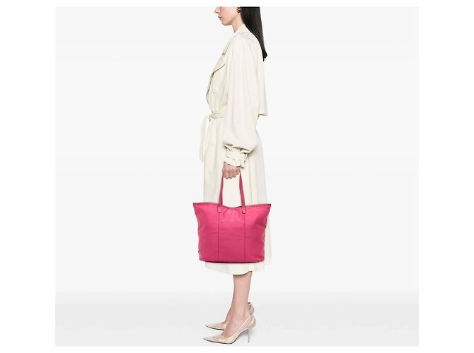 Tote Bag Prada Tessuto Canapa Logo Rosa - vista 10