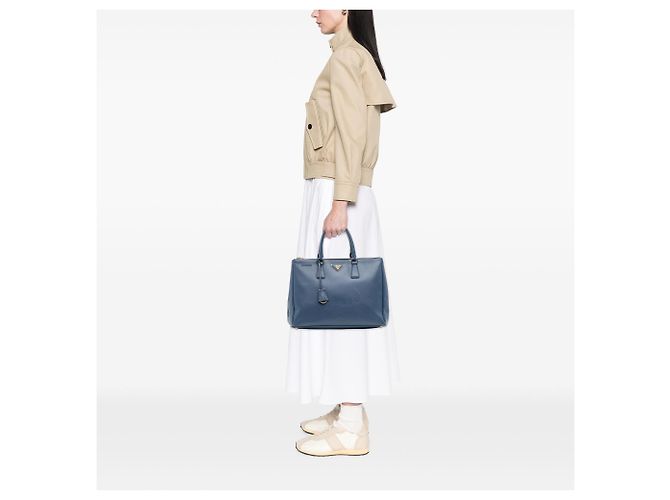 Prada Large Saffiano Lux Galleria Double Zip Tote Blau - Ansicht 12