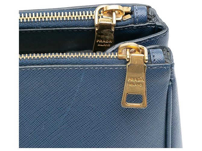 Prada Large Saffiano Lux Galleria Double Zip Tote Blau - Ansicht 8