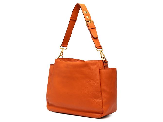 Borsa a tracolla Prada Vitello Daino con tasca laterale, Orange Arancione - vista 2