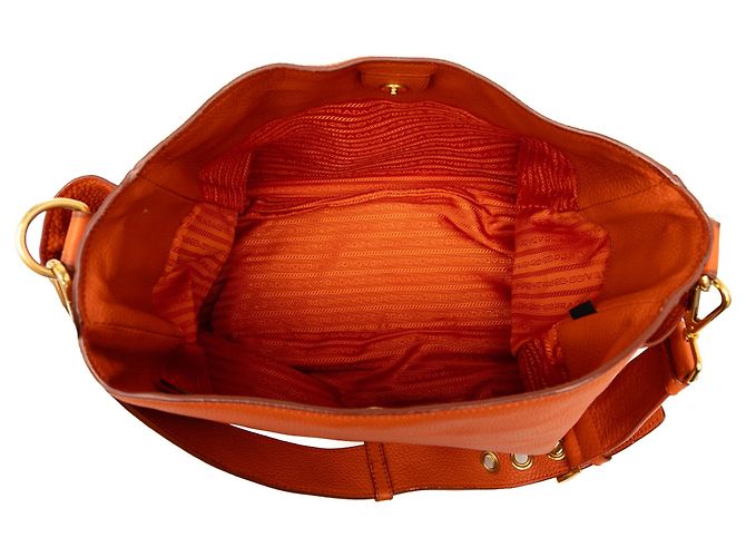 Borsa a tracolla Prada Vitello Daino con tasca laterale, Orange Arancione - vista 4