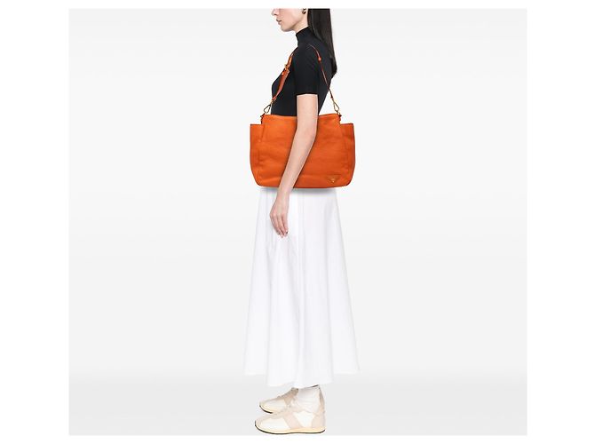 Borsa a tracolla Prada Vitello Daino con tasca laterale, Orange Arancione - vista 6
