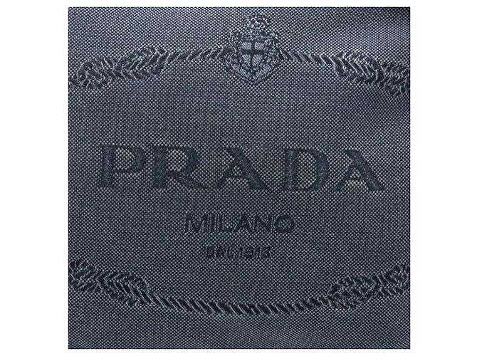 Borsa a tracolla Prada in tela Canapa logo blu - vista 6