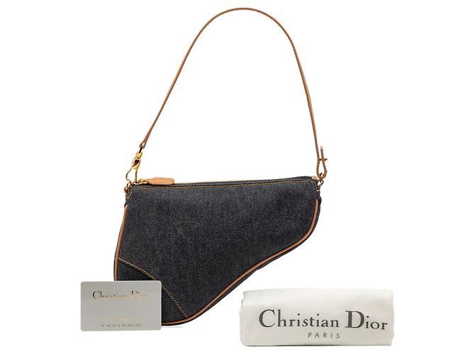 Borsa a tracolla Dior Mini Denim Saddle Pochette Blu - vista 8