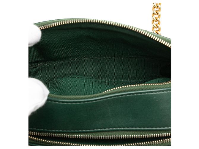 Borsa Camera Chanel in vitello trapuntato e grosgrain verde con bottoni e doppia zip - vista 4