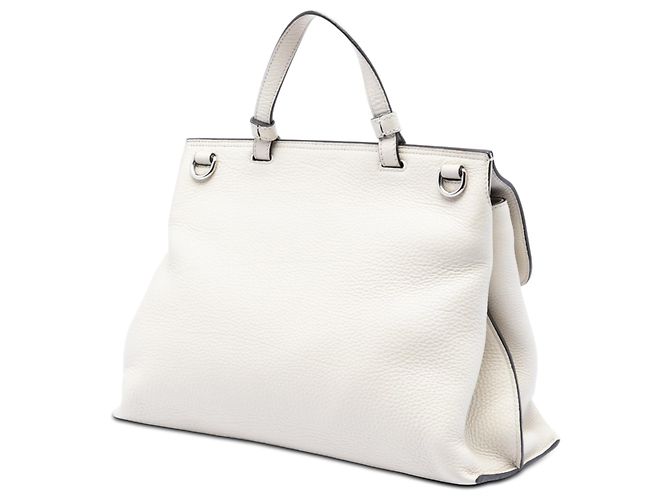 Bamboo Borsa Satchel Daily Gucci Medium in pelle di vitello bianca con bambù Bianco - vista 2