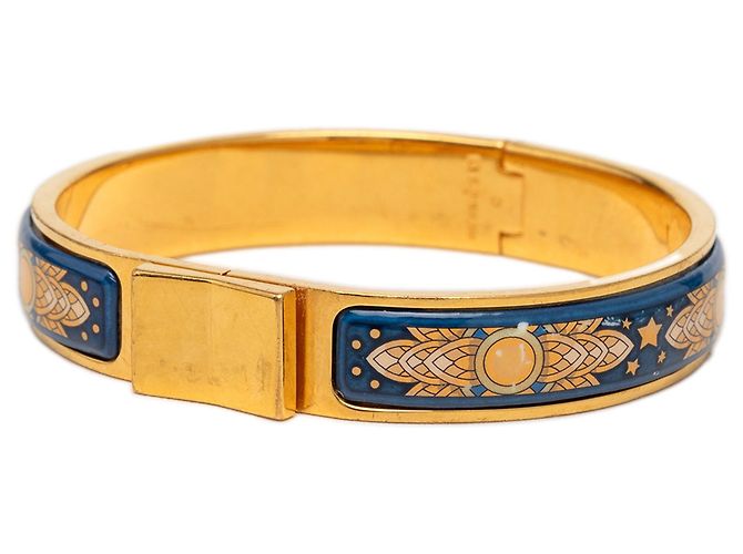 Bracciale a cerniera smaltato stampato Hermès Narrow Loquet Oro D'oro - vista 2