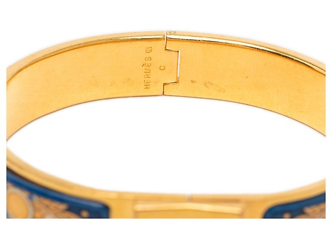 Bracciale a cerniera smaltato stampato Hermès Narrow Loquet Oro D'oro - vista 4