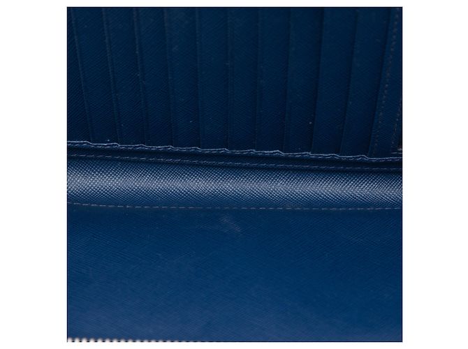 Portafoglio lungo Prada Saffiano con doppia zip blu - vista 4