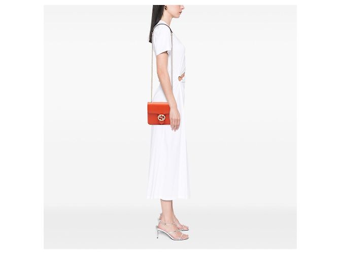 Borsa a tracolla Gucci Small Dollar Calfskin Interlocking G Arancione - vista 7