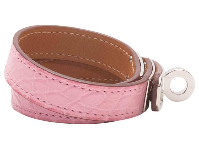 Hermès Bracciale Double Tour Mini Kelly in Coccodrillo Rosa Hermes - vista 2