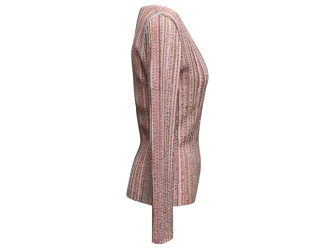 Missoni Gestreifter Paillettenpullover Hellrosa & Mehrfarbig Größe IT 46 Pink - Ansicht 2