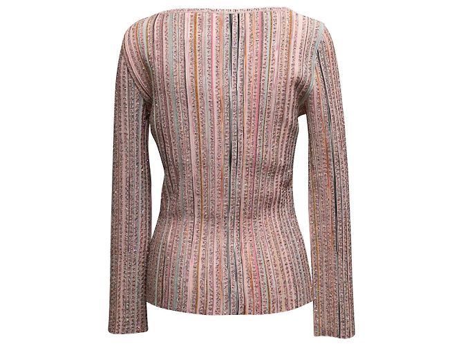 Missoni Gestreifter Paillettenpullover Hellrosa & Mehrfarbig Größe IT 46 Pink - Ansicht 3