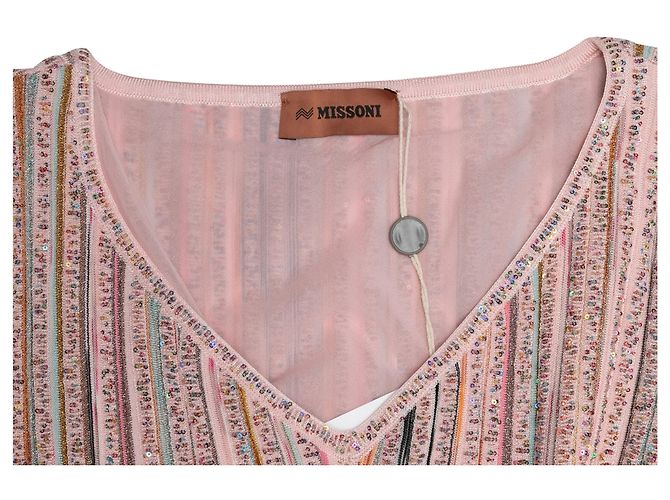 Missoni Gestreifter Paillettenpullover Hellrosa & Mehrfarbig Größe IT 46 Pink - Ansicht 4