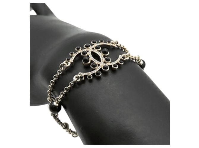 Bracciale Chanel placcato oro CC con perle finte e strass D'oro - vista 10
