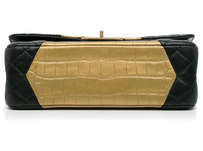 Borsa Chanel 2.55 Reissue Double Flap Medium in pelle d'agnello embossed croc nera Nero - vista 5