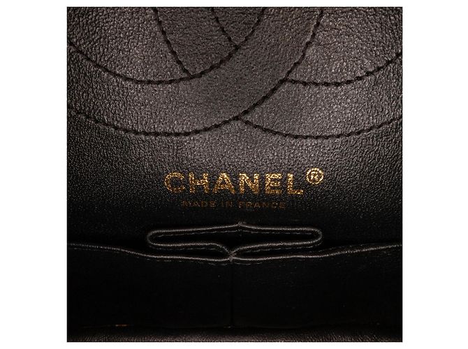 Borsa Chanel 2.55 Reissue Double Flap Medium in pelle d'agnello embossed croc nera Nero - vista 7