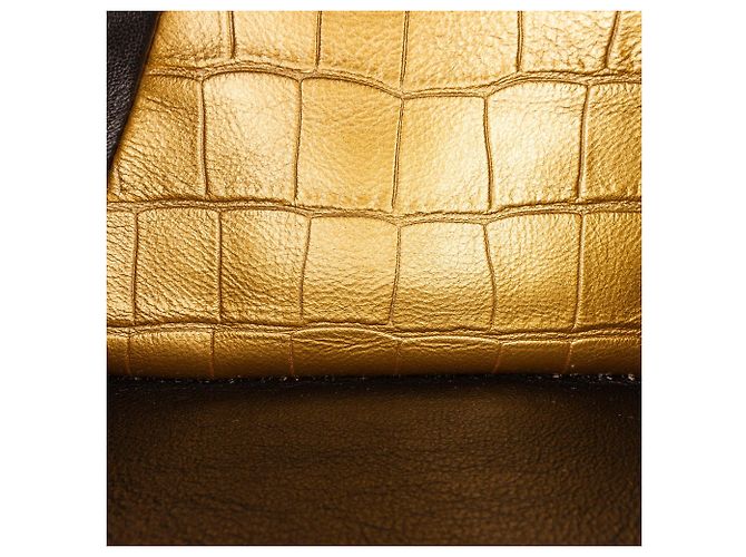 Borsa Chanel 2.55 Reissue Double Flap Medium in pelle d'agnello embossed croc nera Nero - vista 9