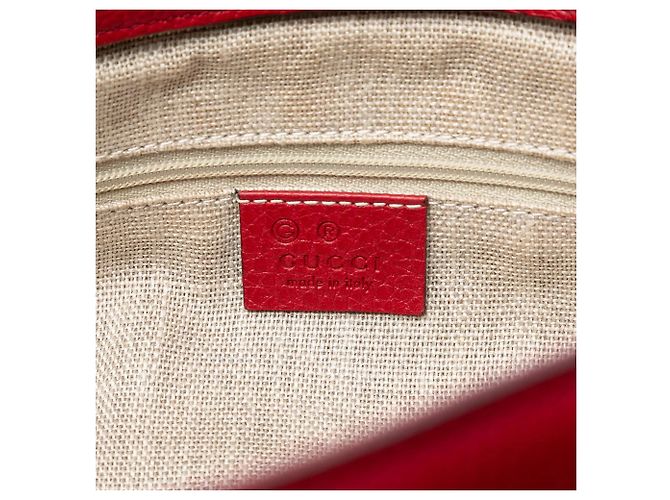 Borsa Satchel Gucci in pelle rossa con nappa Bamboo Rosso - vista 5