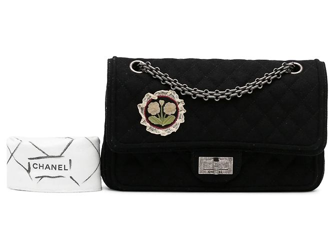 Borsa a tracolla Chanel Reissue in lana nera Nero - vista 10