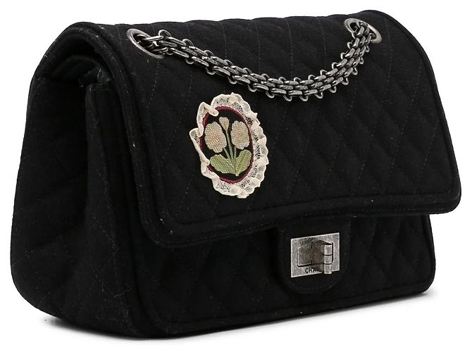 Borsa a tracolla Chanel Reissue in lana nera Nero - vista 2