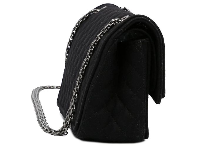 Borsa a tracolla Chanel Reissue in lana nera Nero - vista 3