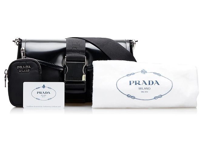 Prada Re-Nylon & Spazzolato Crossbody-Tasche mit Taschen in Schwarz - Ansicht 19