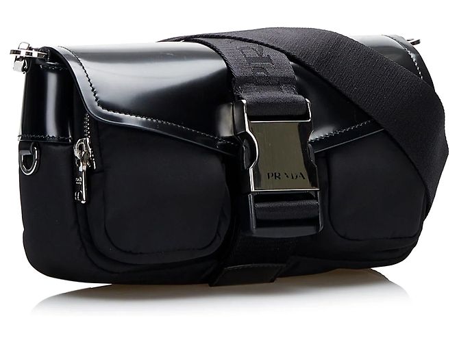 Prada Re-Nylon & Spazzolato Crossbody-Tasche mit Taschen in Schwarz - Ansicht 2