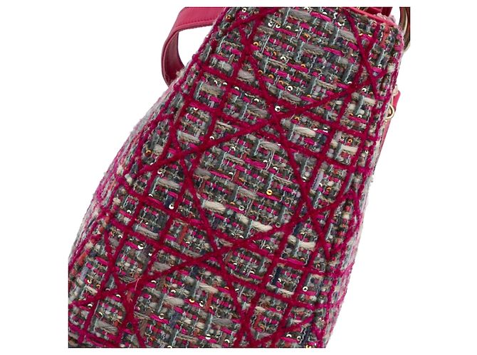 Borsa Lady Dior Satchel Medium in tweed Macrocannage rosa - vista 10