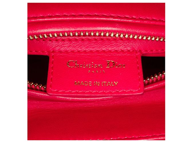 Borsa Lady Dior Satchel Medium in tweed Macrocannage rosa - vista 6