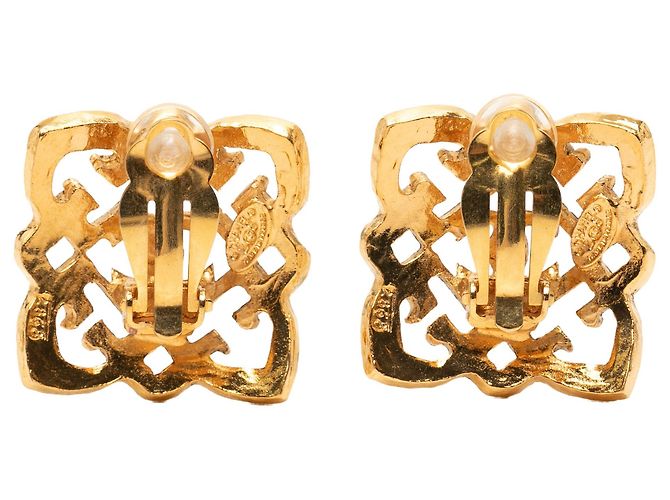 Orecchini a clip quadrati CC Chanel placcati oro D'oro - vista 2