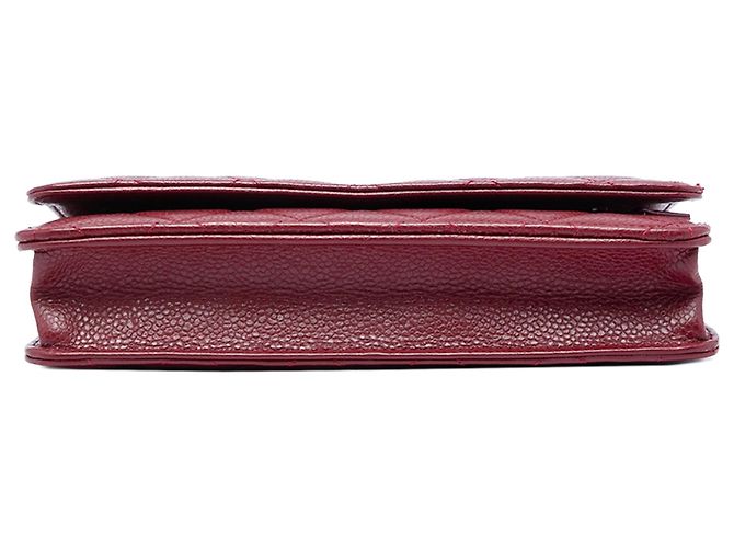 Wallet On Chain Borsa a tracolla Chanel CC matelassé in caviale rosso con catena - vista 3