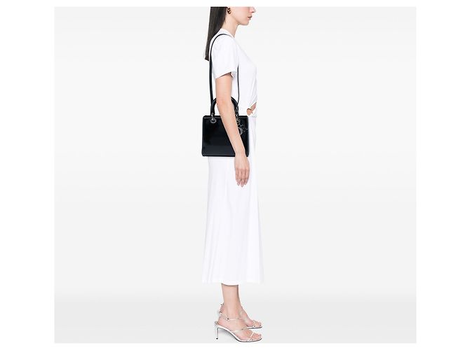 Borsa Lady Dior Medium in vernice nera Nero - vista 5