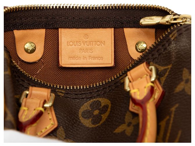 Borsa Louis Vuitton Monogram Nano Speedy Bandouliere Marrone - vista 5