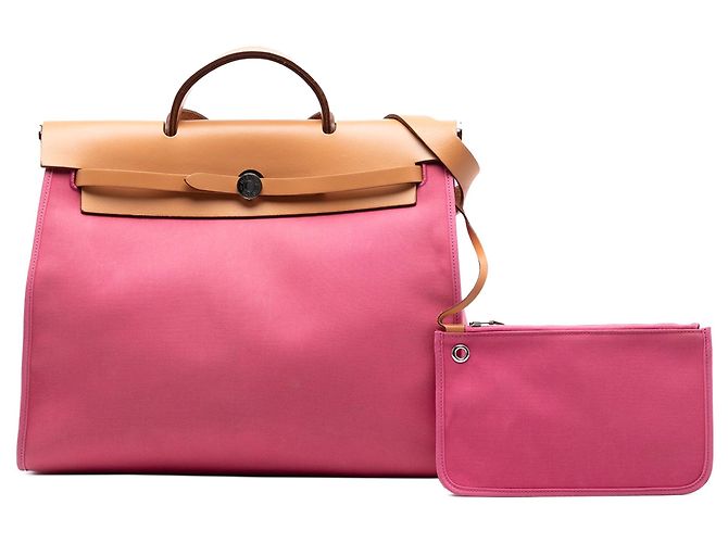 Borsa Hermès Toile Herbag Zip 39 Rosa - vista 8