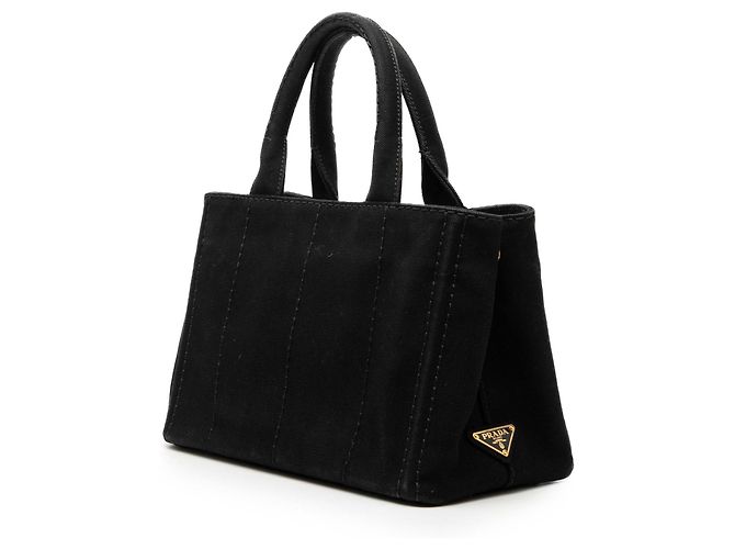 Tote Borsa Satchel Prada Small Canvas Canapa Logo Nera Nero - vista 2