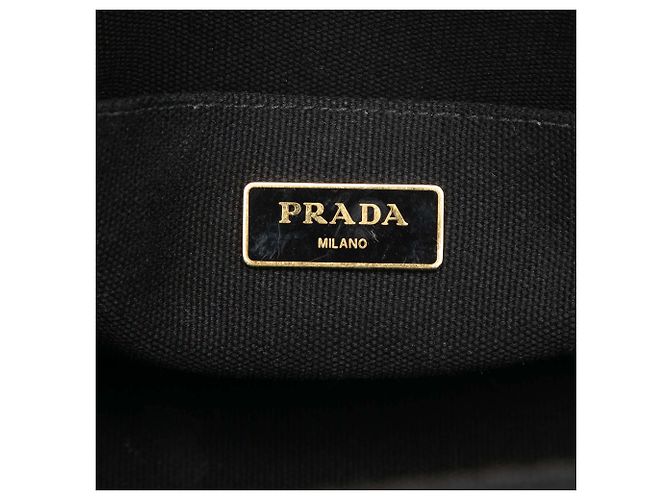 Tote Borsa Satchel Prada Small Canvas Canapa Logo Nera Nero - vista 5