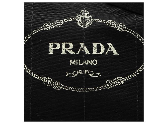 Tote Borsa Satchel Prada Small Canvas Canapa Logo Nera Nero - vista 6