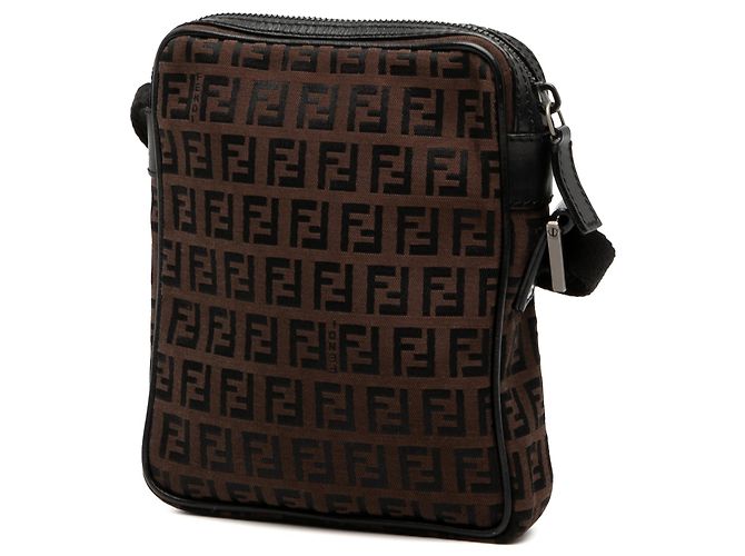 Borsa a tracolla Fendi Zucchino Canvas marrone - vista 2