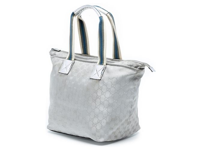 Silver Gucci GG Canvas Web Tote Silvery - view 2