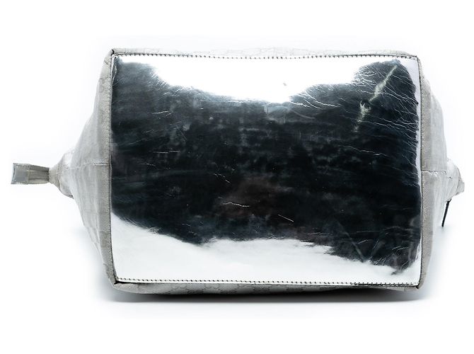 Silver Gucci GG Canvas Web Tote Silvery - view 3