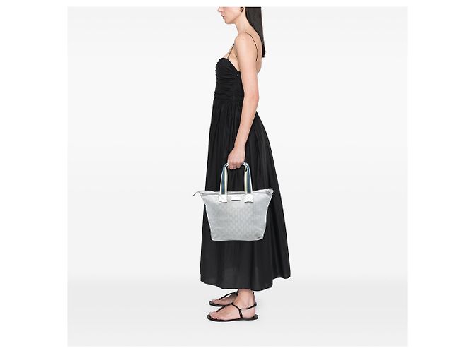 Silver Gucci GG Canvas Web Tote Silvery - view 7