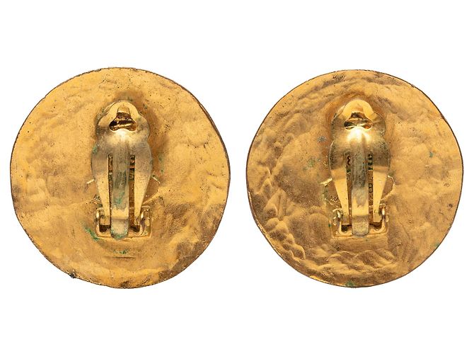 Orecchini a clip rotondi placcati oro Chanel CC Gold D'oro - vista 2