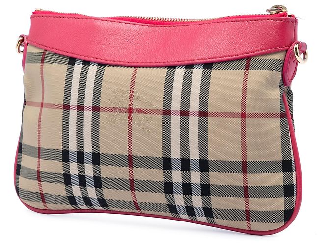 Borsa a tracolla Burberry Haymarket Check Peyton in nylon beige - vista 2