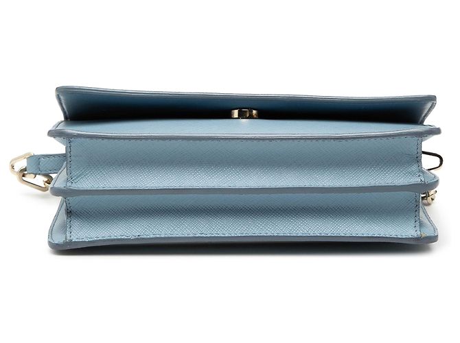 Blue Prada Saffiano Lux Wallet On Chain Crossbody Bag - view 3