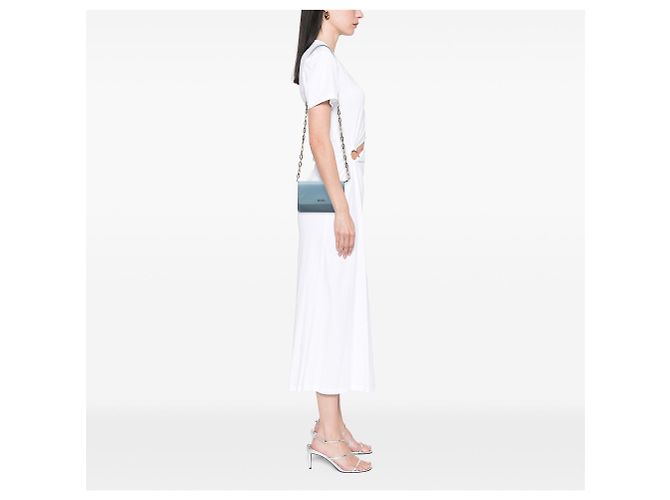 Blue Prada Saffiano Lux Wallet On Chain Crossbody Bag - view 6