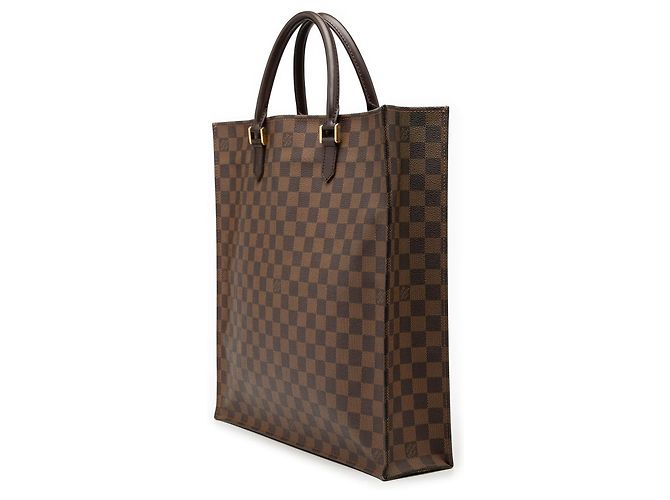Borsa Tote Louis Vuitton Damier Ebene Sac Plat Marrone - vista 2