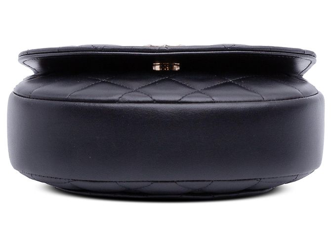 Black Chanel CC gesteppte Lammleder Half Moon Top Handle Flap Satchel Schwarz - Ansicht 3