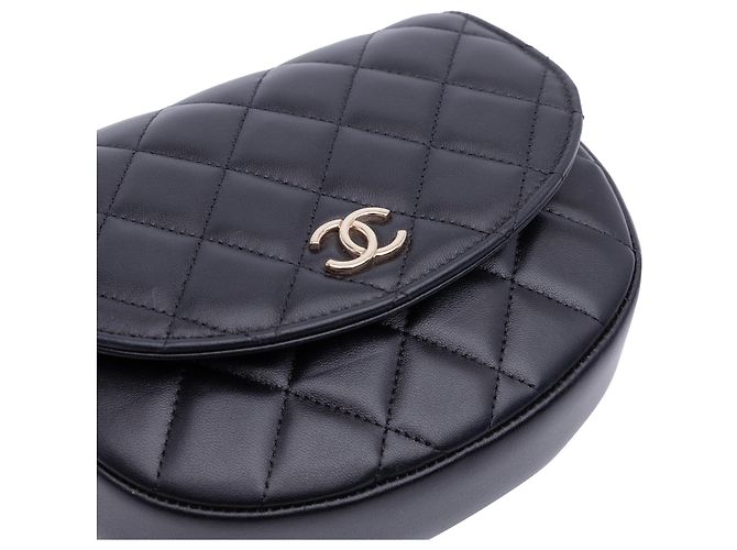 Black Chanel CC gesteppte Lammleder Half Moon Top Handle Flap Satchel Schwarz - Ansicht 7