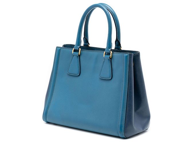 Borsa Prada Small Bicolor Saffiano Lux Galleria Blu - vista 2